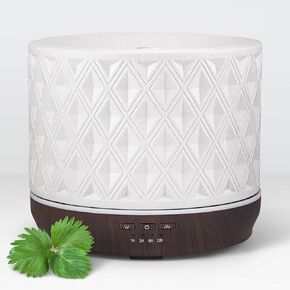 Earnest Living Essential Oil Diffuser for Home White Ceramic 100ml Aromatherapy Diffuser with 4 Timers 7 Night Lights and Auto Off Function (no Beep!) for Essential Oils