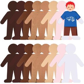 FOBSME 48 PCS Culticultural People Cutouts 11.61x7.8 بوصة الورق الكبير أشخاص يشكلون الورق البشرة قطع الورق من الورق المقوى الكبير يموت قطع الفصول الدراسية المشاريع الحرفية التنوع متعدد الثقافات