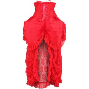 Daisy corsets Womens Top Drawer Steel Boned Red Lace Victorian Bustle Underbust Corset Dress