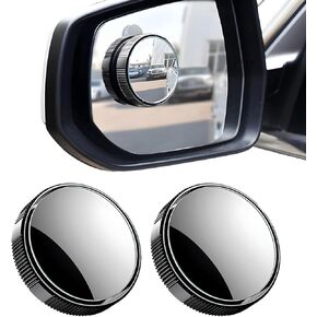 2 PCS Car Blind Spot Mirror, 2" Round HD Glass Blind Spot Rear View Mirror with Sucker, 360° Wide Angle Convex Side View Mirror for Cars SUVs Trucks, Car Accessories (Silver)