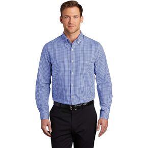 Port Authority Broadcloth Gingham Easy Care Shirt W644 2XL Gusty Grey/ White in Kuwait