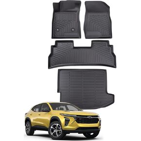 الحصير الأرضية وبطانة البضائع لـ Chevy Trax 2025 2024 LS/1RS/LT/2RS/Active & Buick Envista 4pcs ، لـ Trax/Envista 2024-2025 طابق بطانة الجذع الثقيلة جميع الملحقات الداخلية للطقس الأسود