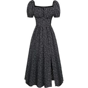 Scarlet Darkness Cottagecore Dress for Women Split Long Dress Milkmaid Corset Dresses