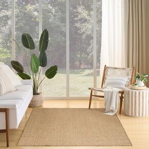 Nourison Courtyard Jute 5' x 7' Area Rug - Easy Clean, Non Shedding, Bed Room, Living Room, Dining Room, Kitchen (5' x 7')