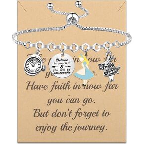 FUSTMW Alice Gifts Keychain Rabbit Alice Pendant Wonderland Inspired Gifts Cartoon Keepsake Keychain Friendship Gifts in Kuwait