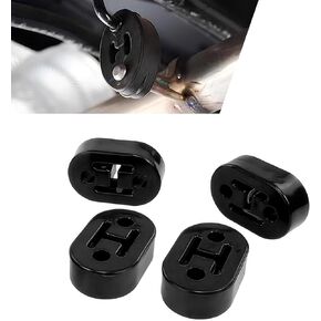 2 PCS Car Exhaust Rubber Muffler Hanger, One-Piece 4-Hole High-Density Rubber Waterproof Shock-Absorbing Exhaust Pipe Bracket, Muffler Bushing Insulator Bracket, Suitable for Cars (Black)
