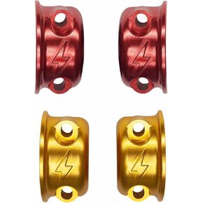【𝐑𝐞𝐝 𝐨𝐫 𝐠𝐨𝐥𝐝 𝐬𝐞𝐭 𝐬𝐡𝐢𝐩𝐩𝐞𝐝 𝐢𝐧 𝐫𝐚𝐧𝐝𝐨𝐦 𝐜𝐨𝐥𝐨𝐫】 Lightning Logo Brake Clutch Perch Half Clamps for Harley Sportster, Softail, Dyna, Touring, Road Glide, Street Glide