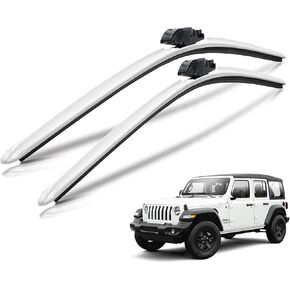Clix Wipers - Jeep Wrangler & Gladiator (16"/16") White Windshield Wiper Blades (All Wrangler & Gladiator Models), All-Weather Replacement Wipers-Set of 2, Includes Quick Connect Clips (1997-2025)
