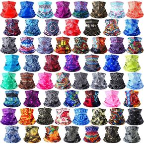 Didaey 60 Pcs Headwear Bandana Seamless Neck Gaiter Face Coverings for Men Tube Neck Scarf Head Face Bandana for Men Women Summer Sports Cooling in Saudi Arabia