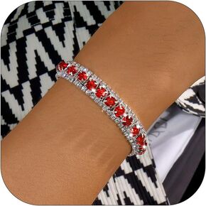 Rhinestone Bracelet for Women Silver Prom Jewelry Cuff Crystal Tennis Bracelets Formal Wedding Party Dress Outfits Accessories