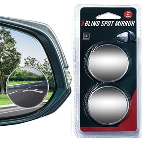 Unifizz 2 Pack of Blind Spot Car Mirrors, 2 Inch Round HD Glass Convex Rear View 360° Wide Angle Side Mirror Blindspot with ABS Housing and Self Adhesive Back for Cars SUV and Trucks, Silver
