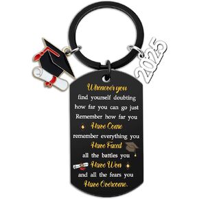2025 Inspirational Graduation Keychain - Stainless Steel Graduation Gift - Motivational Keychain for High School College Graduates - Personalized Gift for Students, Friends, Teachers