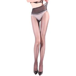 Shiny Seamless Pantyhose for Women 5 Denier Seamless Crotch Ultra-Thin Sheer Tights