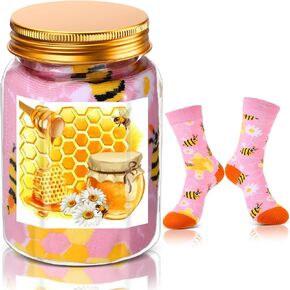 Funny Bee Socks in a Jar 12oz Honey Jar with Novelty Socks Gifts for Bee Keeper Lover Women for Baby Shower Wedding