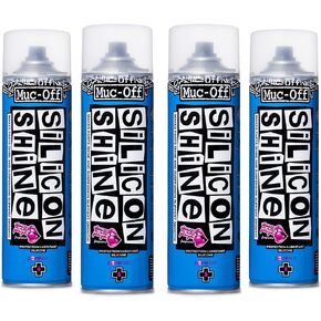 Muc-Off Silicon Shine, 4 Pack - Advanced Polish for Motorcycle Cleaning and Maintenance - Protective High Gloss Coating Silicone Spray for Motorcycles, Bicycles, UTV & ATVs