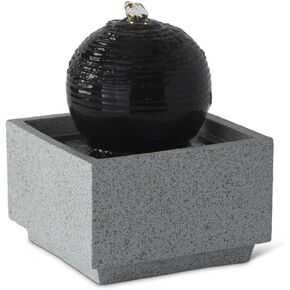 K&K Interiors Gray & Black Resin Lit Tabletop Fountain, 10.25-Inch