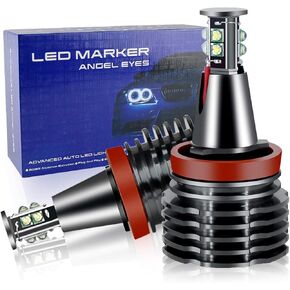 H8 LED Angel Eyes Halo Bulb Light Compatible For BMW E60 E61 E63 E64 E70 E90 E92 E70 E71 E82 E87 E89 1 3 5 Series X5/6 Z4/7 6000K Xenon Lamp 120W White