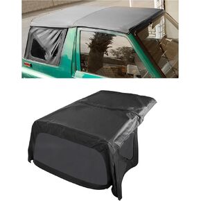 HECASA Replacement Soft Top Compatible with 1995-1998 Suzuki Sidekick & Geo Tracker with Tinted Plastic Window, Black Premium Grade Sailcloth Vinyl Soft Roof, No Upper Door Skins
