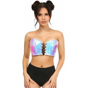 Daisy Corsets Womens Blue/Purple Holo Lace-Up Top Top