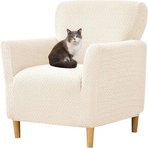 HFCNMY Banquet Armchair Slipcover,Stretch Knitted Jacquard Armchair Cover Washable Chair Covers Soft Chair Slipcovers with Arms Armchair Slipcovers for Living Room Furniture Protector Beige