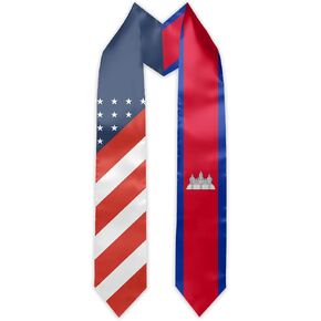 Cambodia Flag and USA Country Flag Graduation Stole Graduation Sash Scarf Graduation Gift for International Student Abroad Adult Unisex