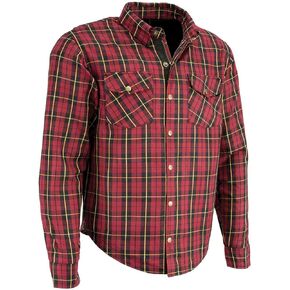 Milwaukee Leather MPM1632 Men's Plaid Flannel Biker Shirt with CE Approved Armor - Reinforced w/Aramid Fiber