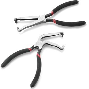 BJSIA Electrical Disconnect Pliers for Cars, Automotive Hose & Fuel Line Disconnect Tools with Connector Pliers for Push Tab Style Plugs (Straight head+bend)