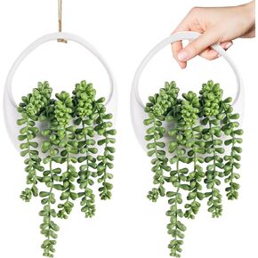 Der Rose 2 Pack Fake Hanging Plants Artificial Succulents Plants Indoor for Black Boho Bathroom Wall Decor