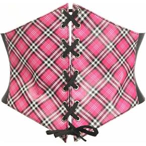 Daisy corsets womens Pink Plaid Lace-up Corset Belt Cincher