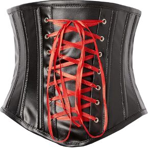 Daisy Corsets Womens الفخامة أسود/أحمر الرطب تبدو فو ،