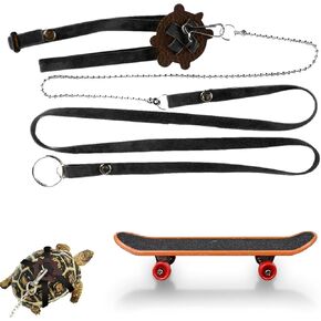 Mini Tortoise Skateboard with Adjustable Tortoise Leash, Suitable for Bearded Dragon Parrot Reptile Small Animal Funny Tortoises Toys Accessories for Leash and Training Skateboard Toy