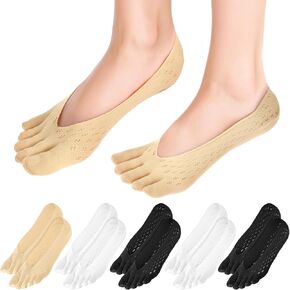 6 Pair Bunion Socks for Women, Toe Separator Socks Compression Socks No Show with Gel Tab Breathable Align Toe Socks Low Cut Liner for Women