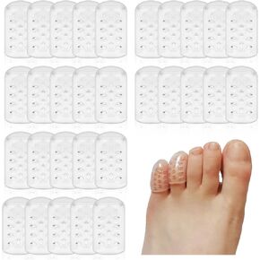 30PCS Silicone Gel Toe Protectors Women Men, Clear Gel Anti-Friction Toe Sleeves & Soft Toe Sleeves for Corns for Runners, Gel-Toe Caps for Big Ingrown Toenails, Blisters