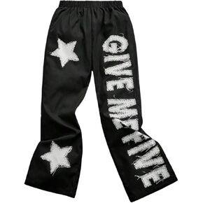 Boy's Star Letter Graphic Straight Leg Pants Elastic Waist Casual Long Trousers Streetwear