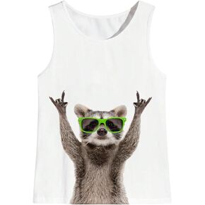 Floerns Men's Animal Print Crew Neck Tank Top Sleeveless Funny Casual Shirt Tops
