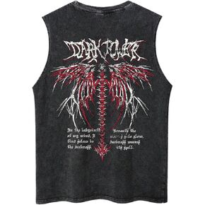 Verdusa Men's Graphic Print Round Neck Tank Top Grunge Sleeveless Loose Summer Tops