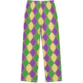 visesunny Boys' Pants Color Pattern Loose Lounge Jogger Pants Elastic Waist Pattern Long Bottoms Trousers with Pockets S-XL