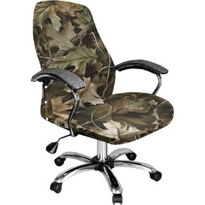 Home Rotating Chair Cover Aztec Tribal Ethnic Pattern Cow Printed Soft Fit Computer Office Chair Slipcover Removable Universal Chair Protector Cover with Snap Button, L