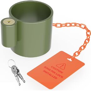 RVGUARD 5th Wheel Lock (Green), Heavy Duty Steel King Pin Lock with Anti-Theft Warning Tag, for 5th Wheel/Semi Trailers/RVs/Containers