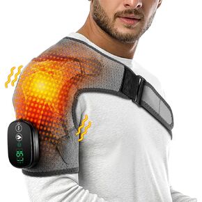 Cordless Heated Shoulder Brace, FSA or HSA Eligible Shoulder Heating Pad with Massage, Heated Shoulder Wrap Shoulder Massager for Men Women, Heated Pad for Rotator Cuff Frozen Shoulder