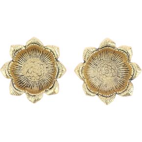 Set of 2 Diya Deepak Pooja Diya Item Religious Brass Oil Lamp for Pooja Indian Traditional Festival New Year Decorations Aarti Diya Lighting Accessories Gift Items Kit Lantern(Size:-2'')(Golden)