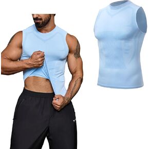 Beotyshow Ionic Shaping Sleeveless Shirt Gynecomastia Compression Shirts Slimming Body Shaper Vest Shapewear Tank Top Undershirts for Men