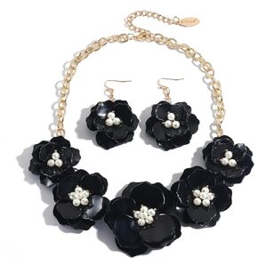 Bocar Flower Collar Necklace, Floral Flower Statement Summer Beach Choker Necklaces and Earrings Set for Women, Women Jewelry Party Gifts
