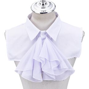 1Pc Victorian Colonial Jabot Collar White False Collar Detachable Ruffled False Collar Polyester Collar Costume Accessory for Women Men Halloween Outfits Cosplay Fancy Dress