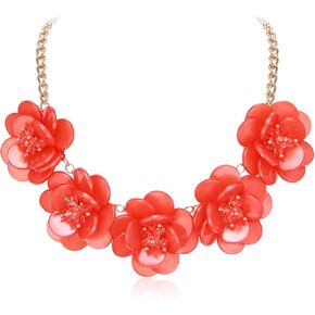 BriLove Flower Collar Necklace, Shiny Floral Summer Beach Statement Bib Necklaces for Women Costume Prom Jewelry in Kuwait