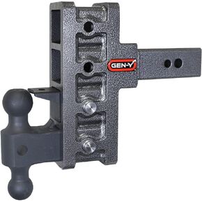 GEN-Y Hitch Offset Drop Hitch with Dual-Ball Mount and Pintle Lock for 2.5-Inch Receiver - 6" Drop with 4 Adjustable Positions, 32,000 LBS Towing Capacity - 3,500 LBS Tongue Weight, Silver