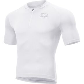 ROCKBROS Men's Cycling Jersey Short Sleeve Road Bike Shirt with 3 Rear Pockets Breathable Quick Dry Bicycle Shirt