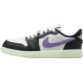 Jordan 1 Retro Low Little Kids 'Shoes (HF0411-001 ، Black/Volt Tint/Summit White/Black Raspberry) Size 13