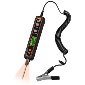 Automotive Circuit Tester, POROMETISTO VT01A 0.8V-100V DC Smart Automotive Test Light, Fuse Tester with Flashlight, Backlight, Voltmeter for Car Battery Polarity Continuity Resistance