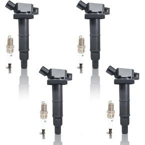 Ignition Coil UF333 Spark Plugs: Compatible with Toyota Camry Corolla Scion TC Matrix Highlander Rav4 2.4L 2002 2003 2004 2005 2006 2007 2008 2009-2012 Set of 4 Spark Plug & Coil packs